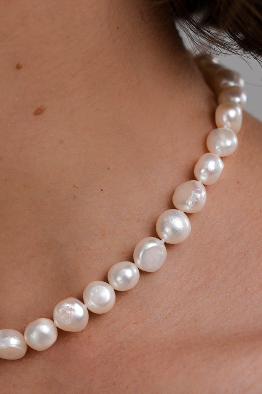 Colier perla albă 10 mm baroque Premium